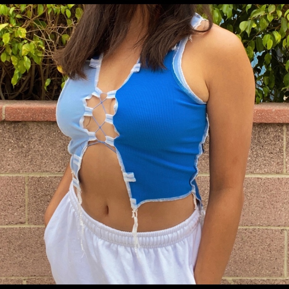 Blue Inside Out Style Crop
